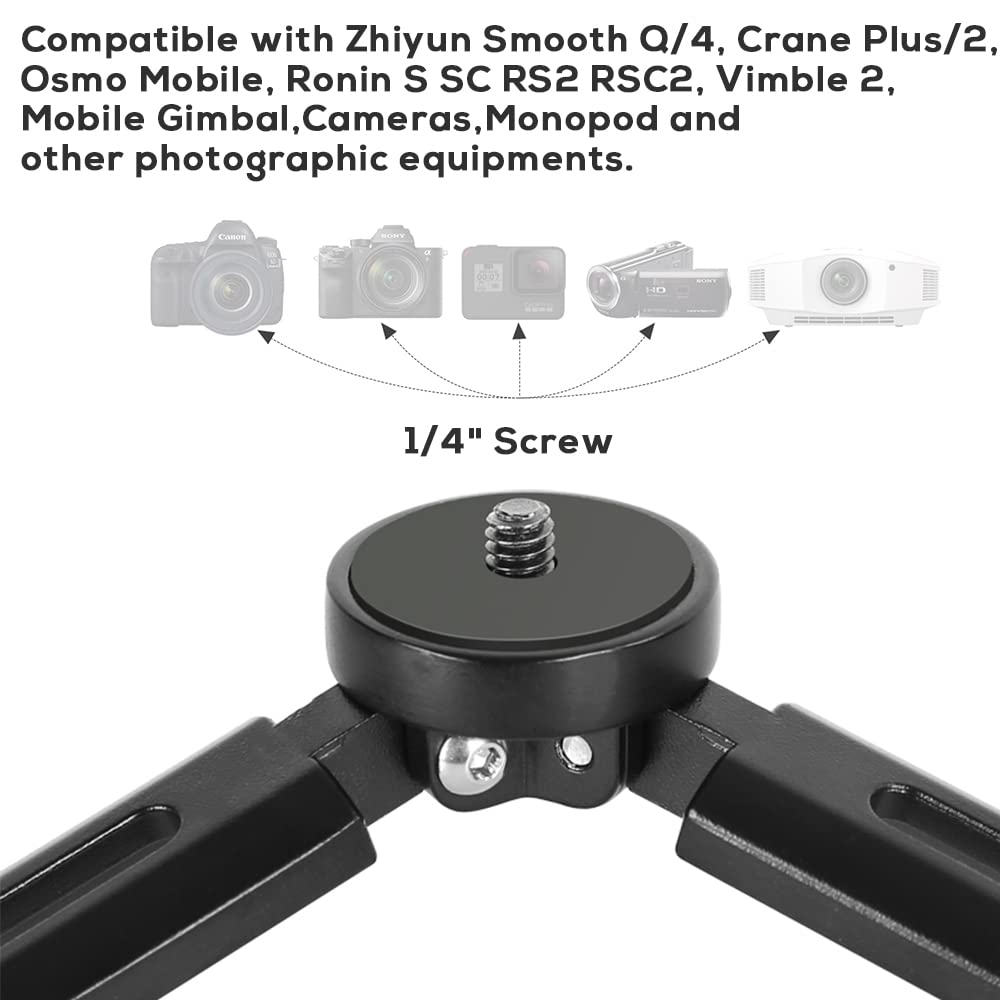 Keslom EaxanPic Aluminum Mini Tripod, Desktop Tabletop Stand Tripod for Zhiyun Smooth Q/4, Crane Plus/2,Weebill s, Ronin S/SC/RS2/RSC2, Osmo Mobile,Gimbal Handle Grip Stabilizer Tripod