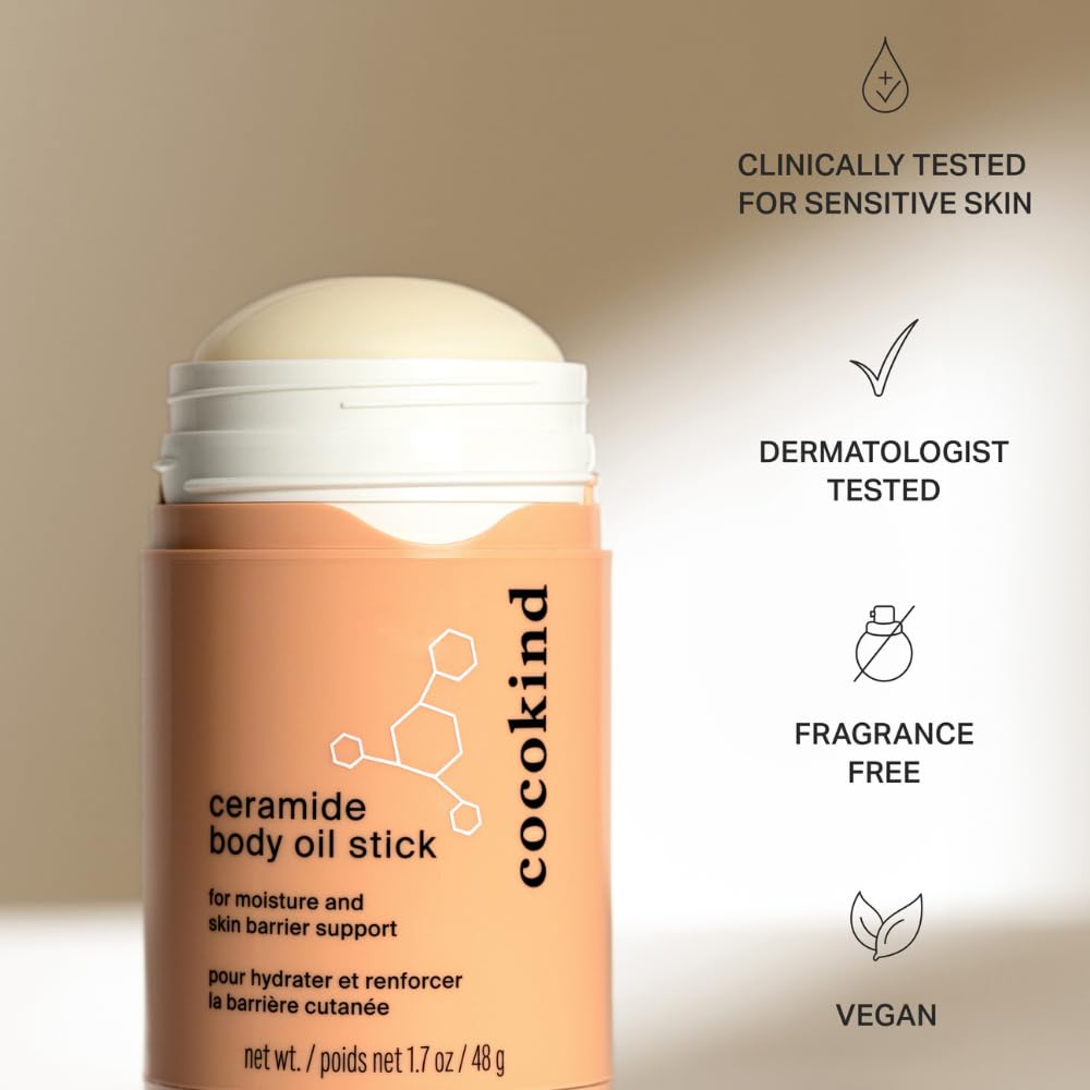 Cocokind- Aceite corporal en barra con ceramidas, humectante que no ensucia, para todo tipo de pieles, incluidas las sensibles, fragancia F