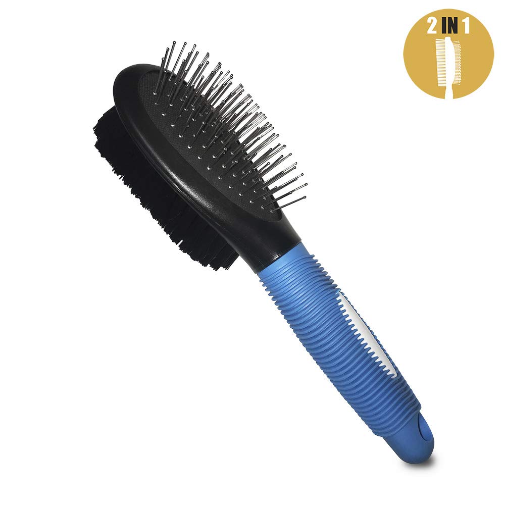BV Dog Brush and Cat Brush, Pet Grooming Comb, 2 Sided Bristle and Pin for Long and Short Hair Dog, Removing Shedding Hair