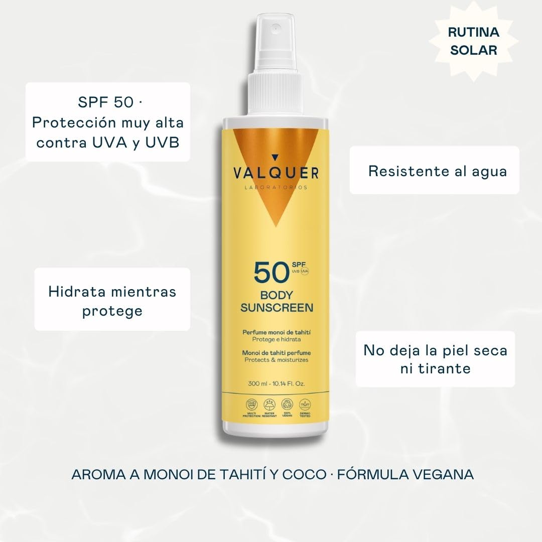 VALQUER Protector Solar Corporal SPF 50 en Spray | 300 ml
