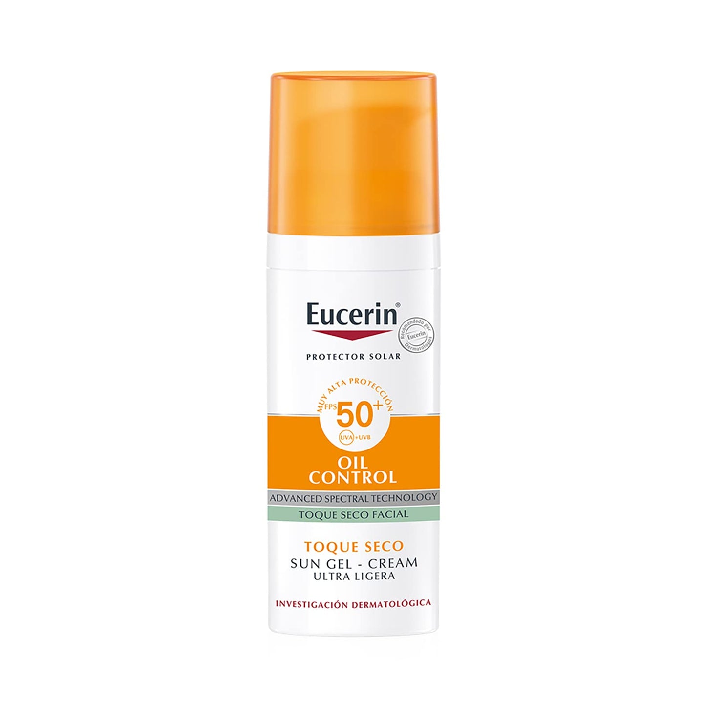 Eucerin Protector solar facial efecto mate toque seco Oil Control, 50 ml + Gel Limpiador Facial DermatoClean para piel normal a mixta, 200ml, empaque puede variar
