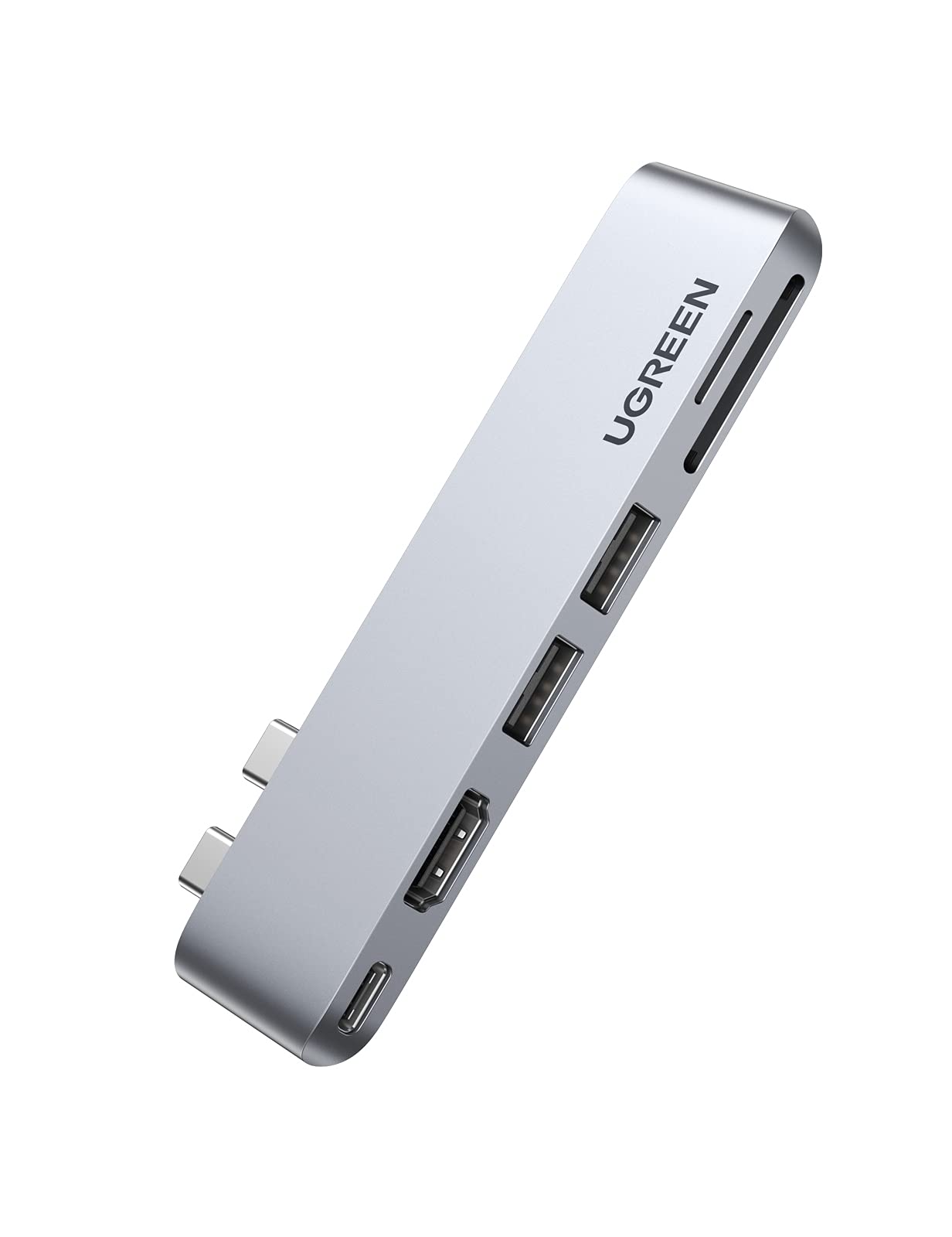 UGREEN USB C Hub para MacBook Pro, Adaptador USB Tipo C con 4K HDMI,Thunderbolt 3,2USB 3.0, Micro SD Lector de Tarjetas para MacBook Pro 2019/2018/2017/2016,MacBook Air 2020/2019/2018, Plateado