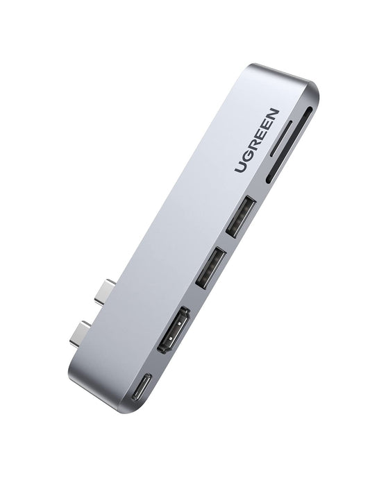 UGREEN USB C Hub para MacBook Pro, Adaptador USB Tipo C con 4K HDMI,Thunderbolt 3,2USB 3.0, Micro SD Lector de Tarjetas para MacBook Pro 2019/2018/2017/2016,MacBook Air 2020/2019/2018, Plateado