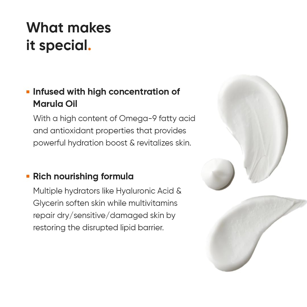 Minimalist Marula Oil 5% Face Moisturizer For Dry Skin With Hyaluronic Acid For Deep Nourishment & Hydration, For Men & Women | 50gm