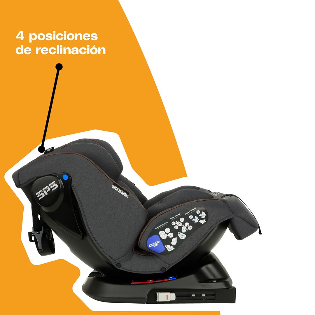 Autoasiento Convertible Cosco Kids Active Fix Rotación 360 Negro para Bebés y Niños hasta 36 kg