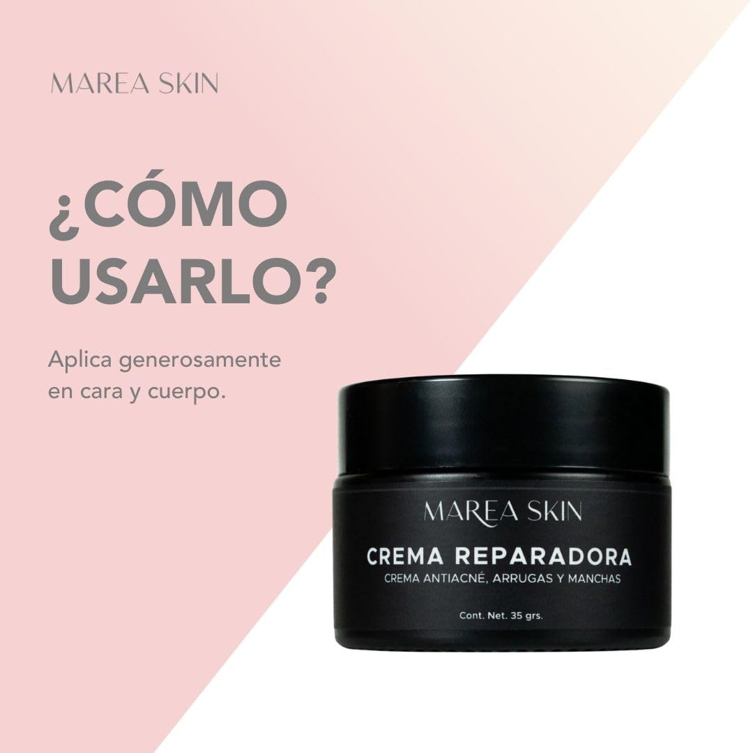 Crema Reparadora con Vitamina E, Orgánico Certificado , Anti Arrugas, Anti Acne, Anti Manchas, Libre de Parabenos y Fragancias, Humectante Facial Orgánico | 30 Días de Garantía | Marea Skin | Club Marea