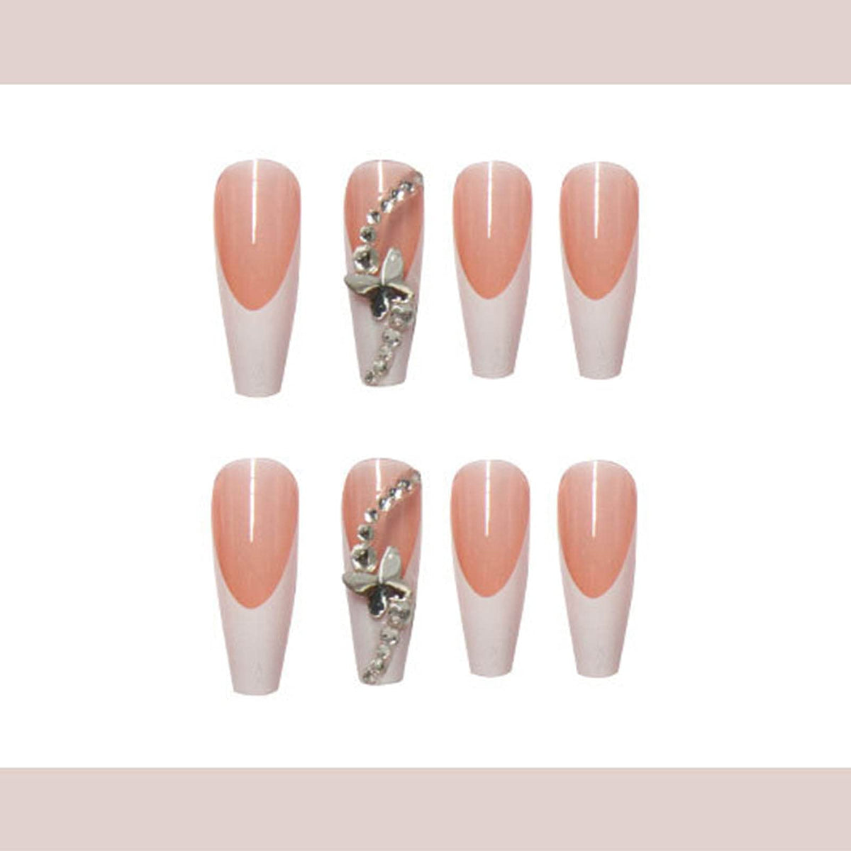 YoYoee Uñas postizas largas - Uñas postizas a presión de ataúd, uñas postizas de bailarina rosa para mujeres y niñas, 24 piezas (hermoso5)