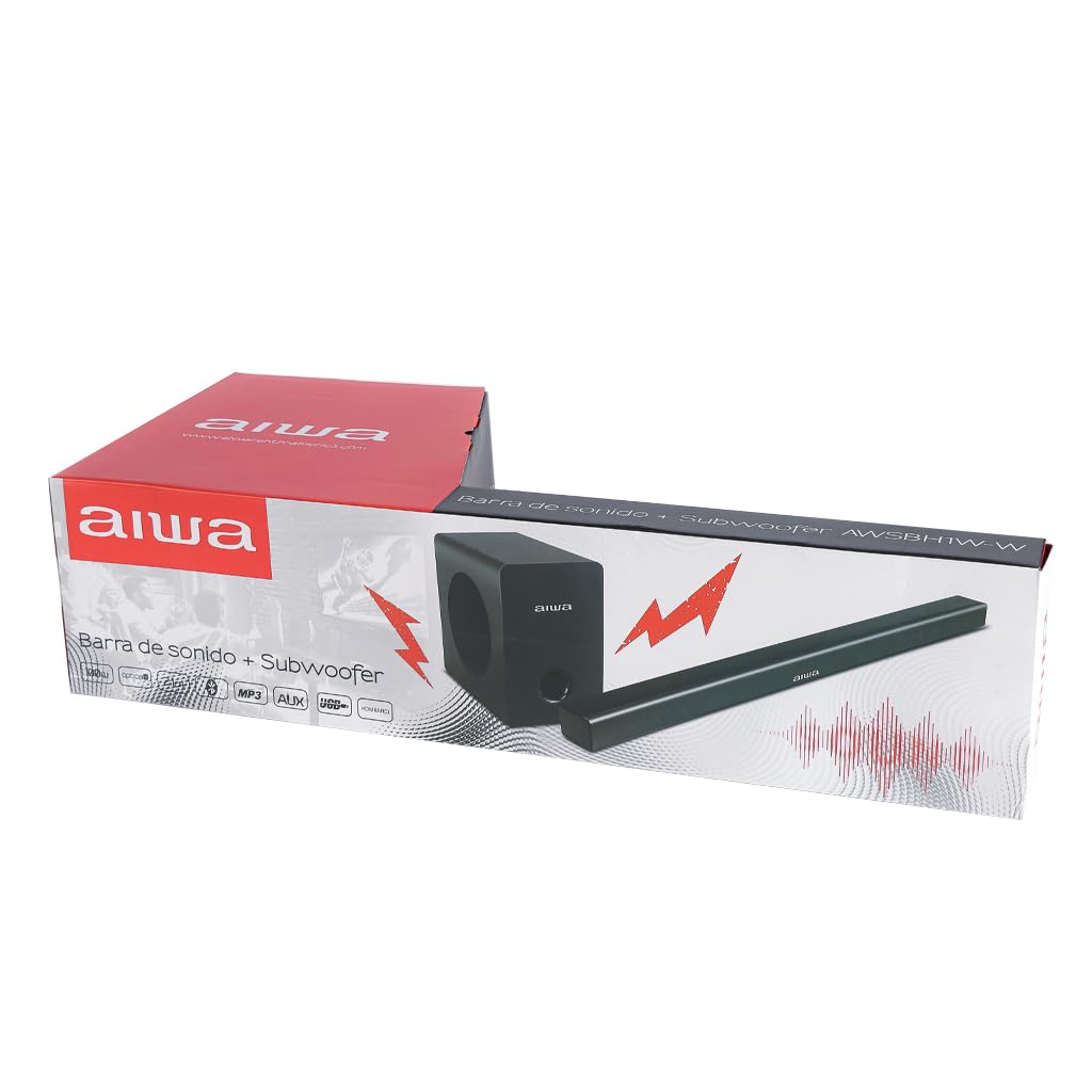 Aiwa Barra de Sonido con Subwoofer de 2.1 Canales Wireless 120W AWSBH1W-W