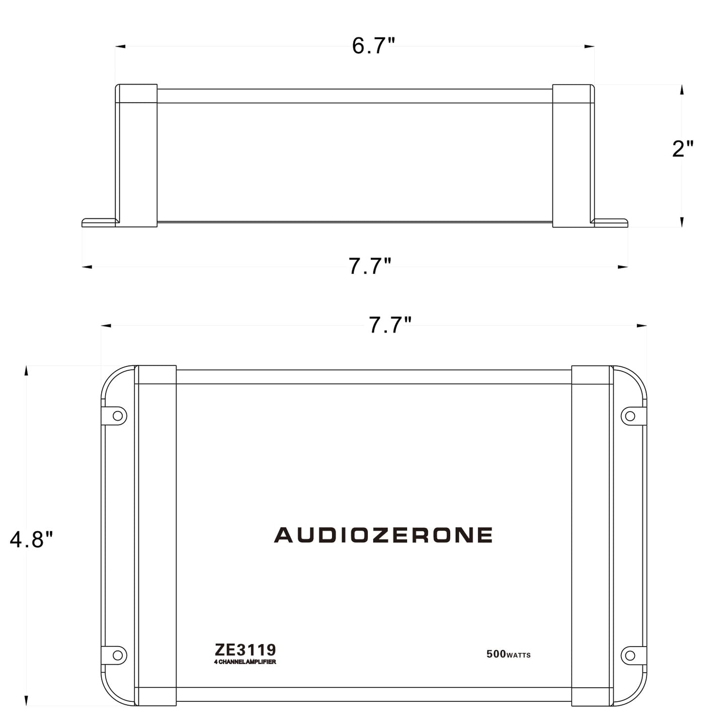 Amplificador Bluetooth marino sistema de audio para coche, impermeable, multifunción, clase D, amperios, ATV, UTV, amplificador de salida de 4 canales (Balck)