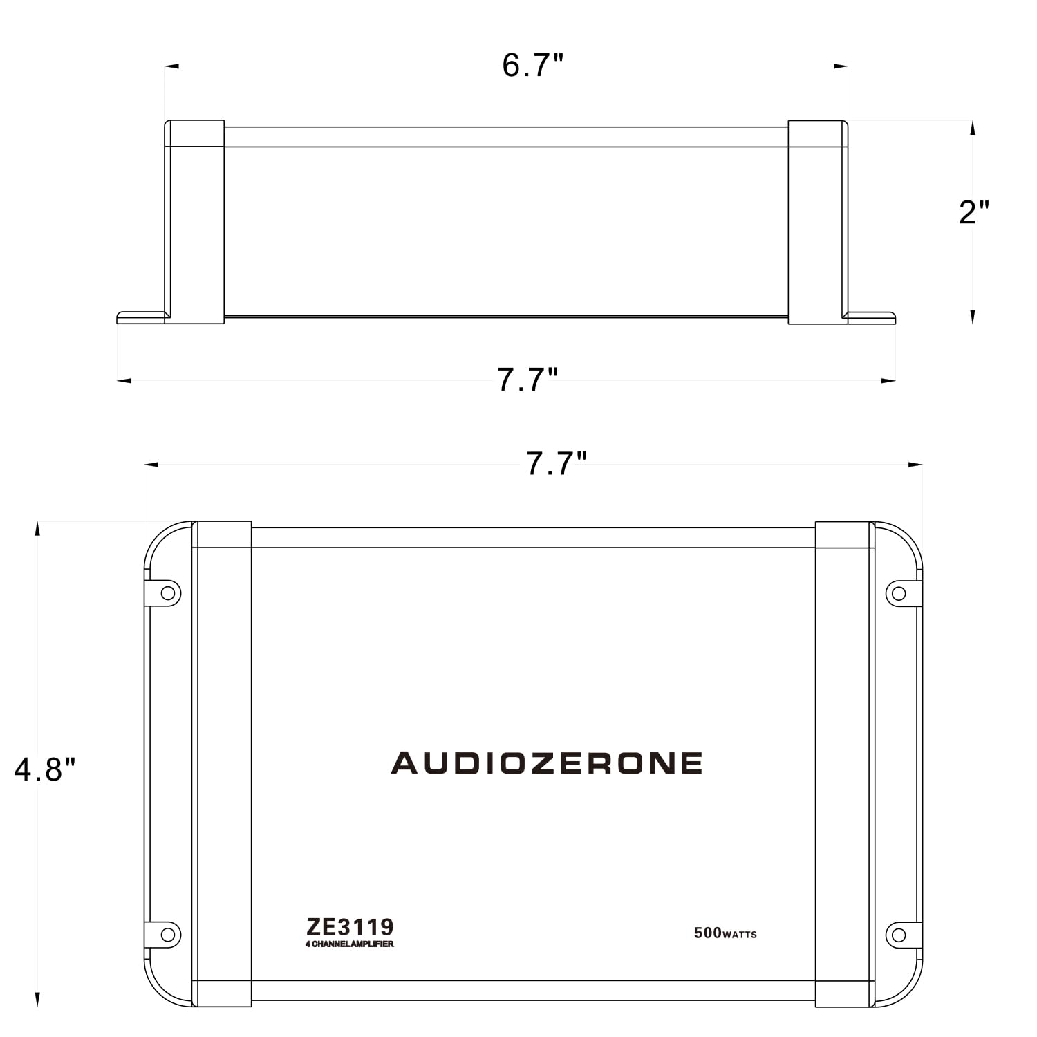 Amplificador Bluetooth marino sistema de audio para coche, impermeable, multifunción, clase D, amperios, ATV, UTV, amplificador de salida de 4 canales (Balck)