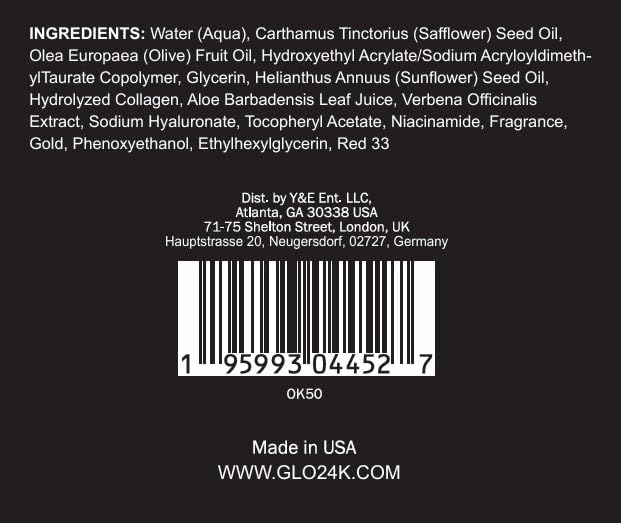 Crema de colágeno para rostro y cuello GLO24K con oro de 24k, colágeno y ácido hialurónico. Aumente los niveles de colágeno de su piel para una piel radiante y resplandeciente.