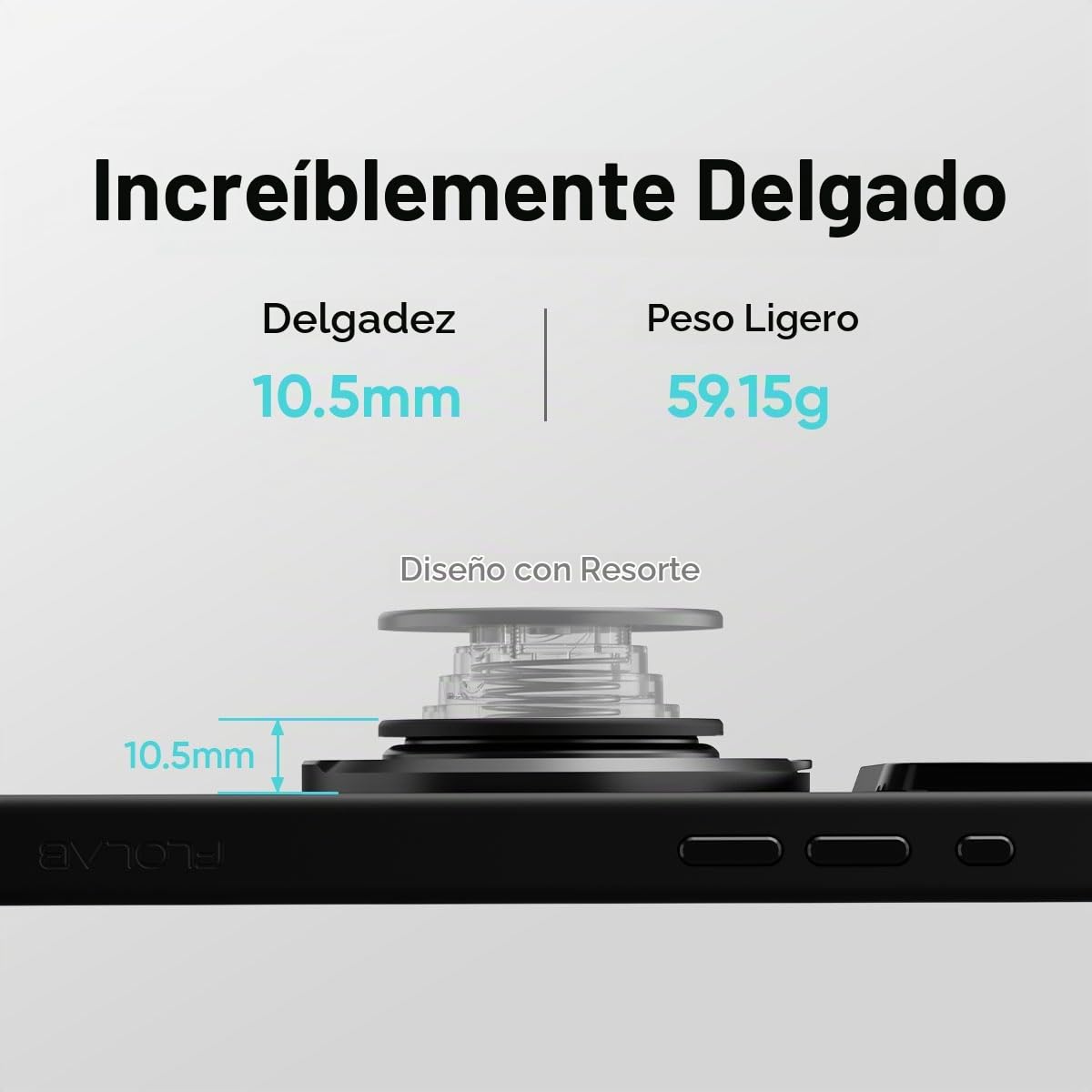 Soporte Magnético FLOLAB ForgeGrip Negro con Agarre a Presión para iPhone