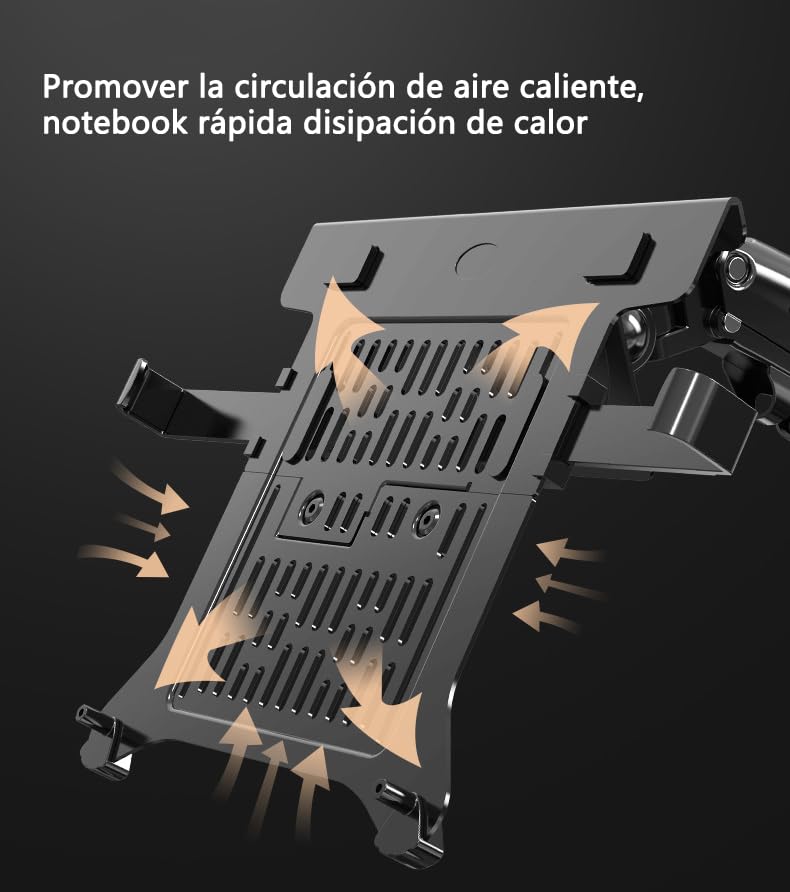 Soporte Hidráulico MORNWELL Negro con Bandeja Ajustable Ergonómica para Laptop y Monitor