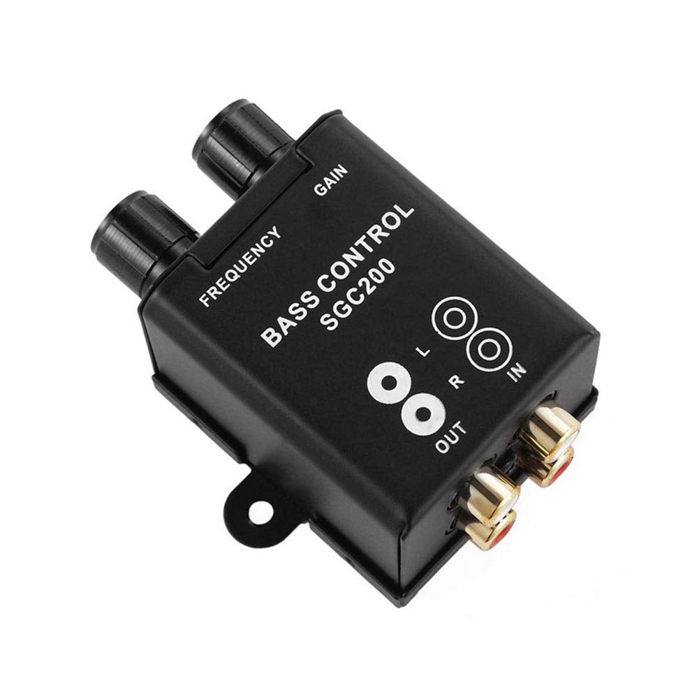Denpetec driver de graves para coche, amplificador de audio para coche, ecualizador de subwoofer, regulador de volumen cruzado, perilla de driver de graves
