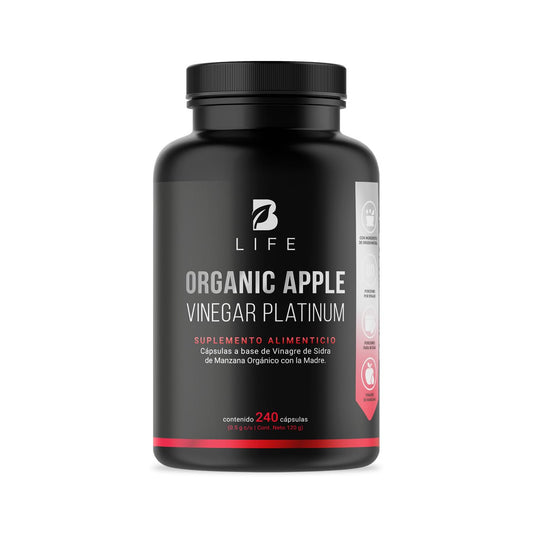 B Life Company Vinagre de Manzana Orgánico La Madre 240 Cápsulas. Ingredientes naturales. Organic Apple Cider Vinegar Platinum B Life