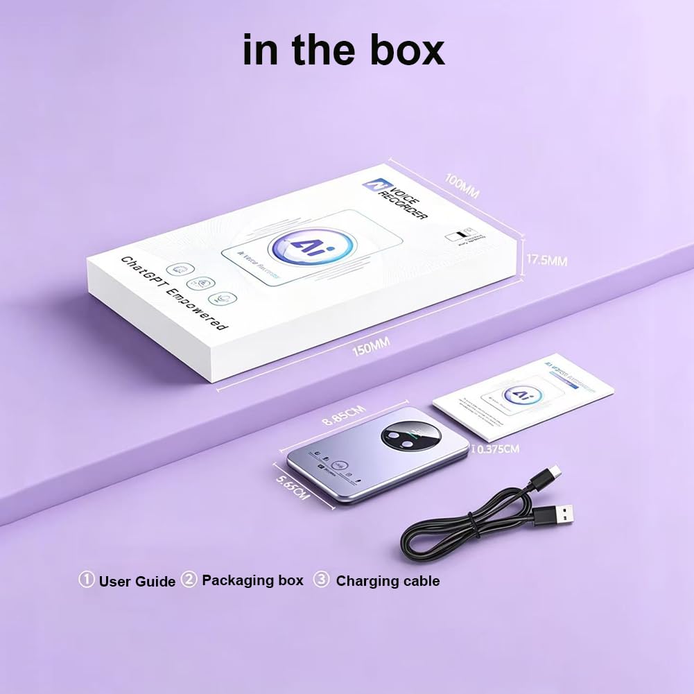 Grabadora de Voz Digital AI 64 GB con Transcripción y Traducción en Múltiples Idiomas