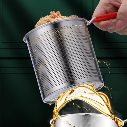 Cabilock 1 juego de olla profunda de acero inoxidable con cesta de freír, versátil olla de cocina para el hogar, restaurante, sartén de leche profunda, fuente de comida y cocina