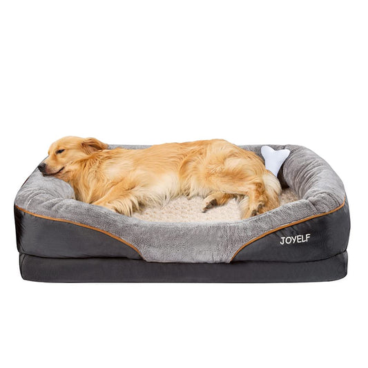 Cama de Espuma Viscoelástica JOYELF Xlarge Gris con Funda Extraíble y Lavable para Perros Grandes