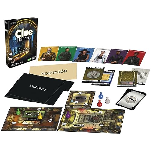 Hasbro Gaming Clue Escape: El Hotel de Medianoche - Juego de Mesa Estilo Escape de la habitación de un Solo Uso para 1 a 6 Jugadores