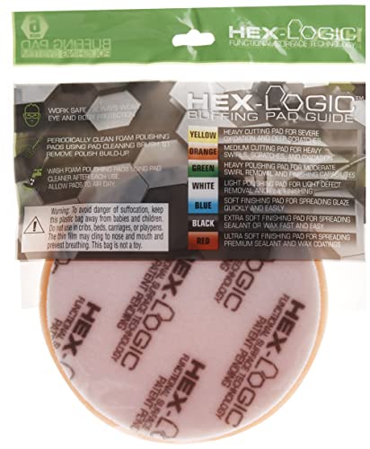 Chemical Guys Hex-Logic Pad, Esterilla de Corte Mediana Pesada, Anaranjado, 6.5 in (16.51 cm)