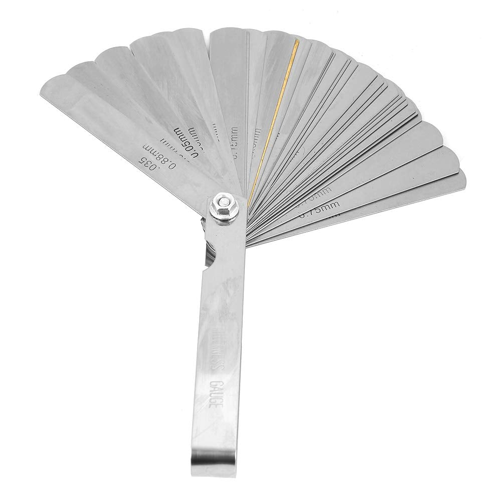 Galga de Espesores, Galga de Espesores de Acero Inoxidable de 0,04-0,88 Mm Herramienta de Inspección de Soldadura con Regla Métrica e Imperial de 89 Mm, Galgas de Espesores