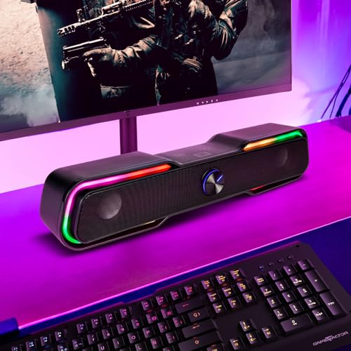 Bocina BSP-350 Start The Game Bluetooth con RGB, Panel Táctil, Selección de Color, Alimentación USB, Salida 3.5 mm, con Microfono, Gamer, para PC Gamer, Pantalla, Computadora,