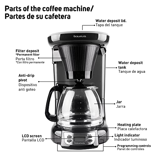 Taurus Cafetera Programable 24 horas Velvet Digital, Pequeño