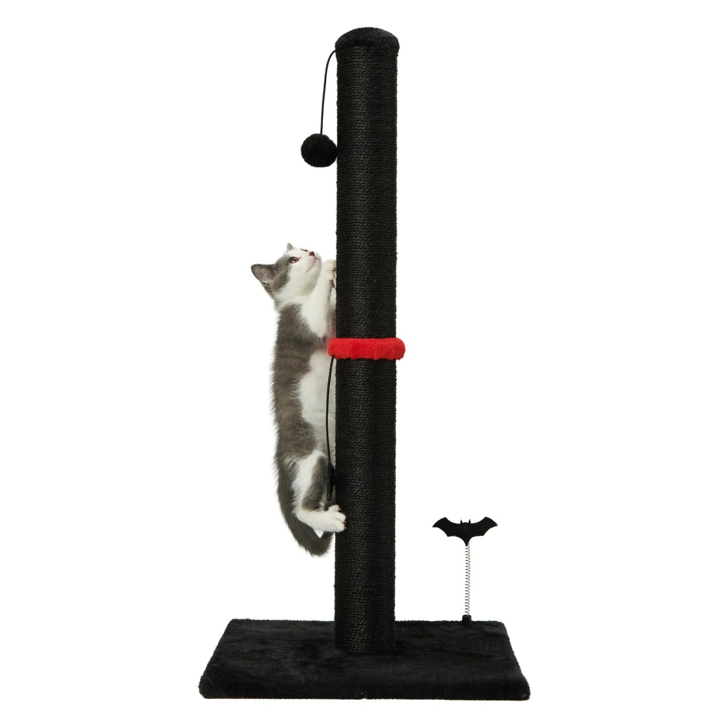 Poste Rascador de Sisal MECOOL Negro con Bola Colgante para Gatos Adultos y Gatitos de Interior