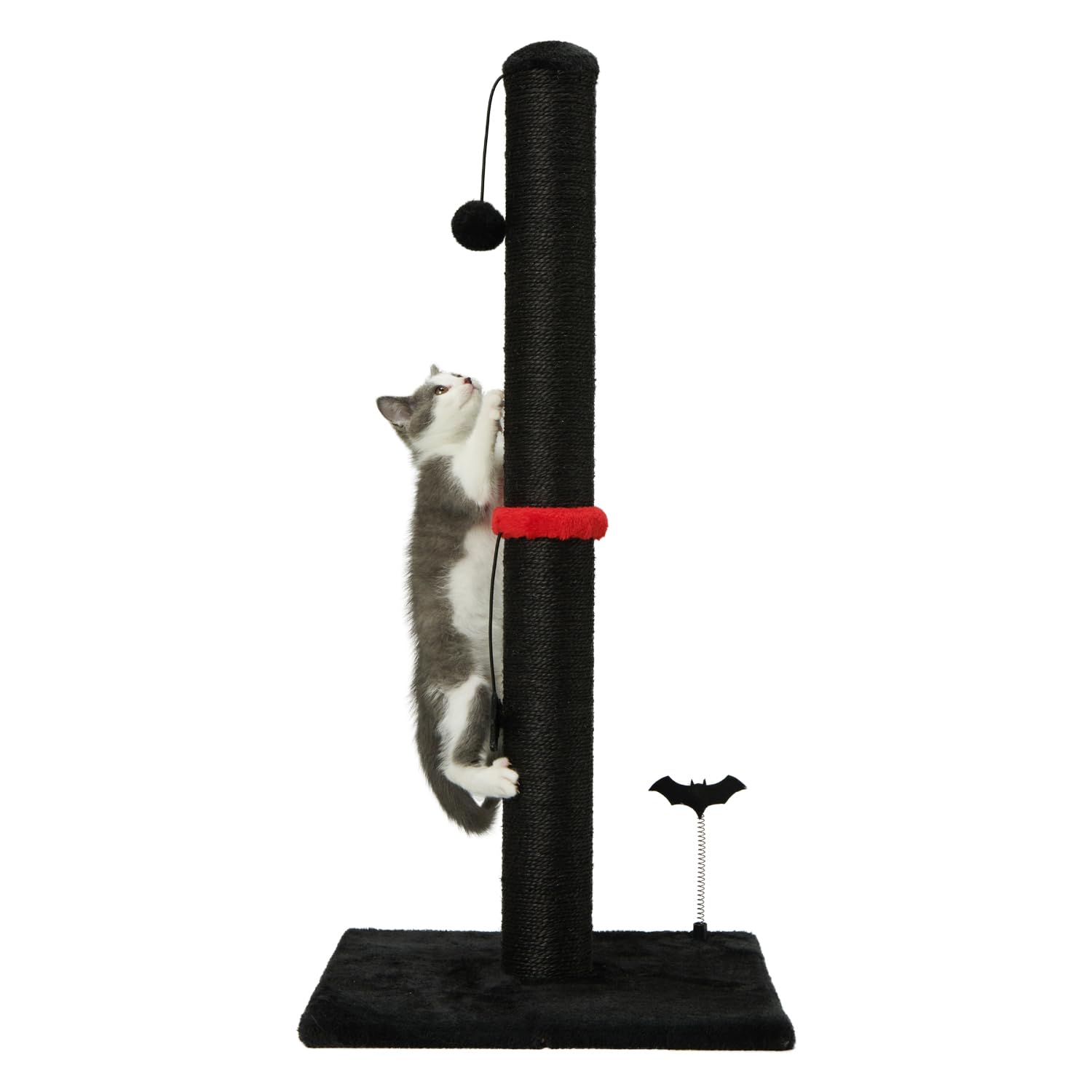 Poste Rascador de Sisal MECOOL Negro con Bola Colgante para Gatos Adultos y Gatitos de Interior
