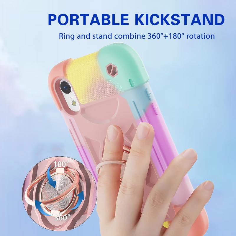 Funda para iPhone X/XS Uso rudo,con Soporte de Anillo,Resistente a caídas y Golpes,protección de Cuerpo Completo,Duradera,Resistente Funda Protectora 3 en 1 Mujer para iPhone X/XS
