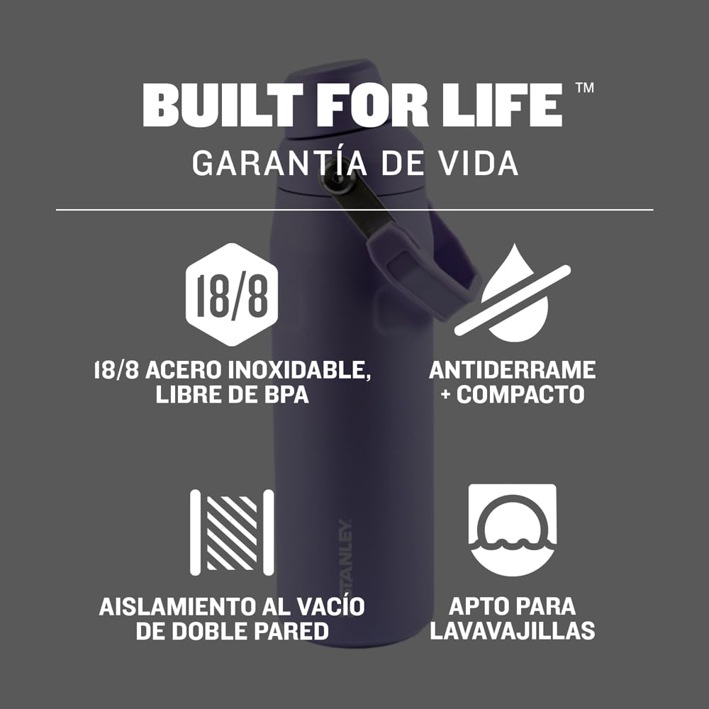 Botella Stanley IceFlow Aerolight 709 ml, con Tapa de Flujo Rápido, Aislamiento de Doble Pared, Mantiene Bebidas Frías, Termo Acero Inoxidable libre de BPA, Botella Stanley 24 oz, LAVENDER