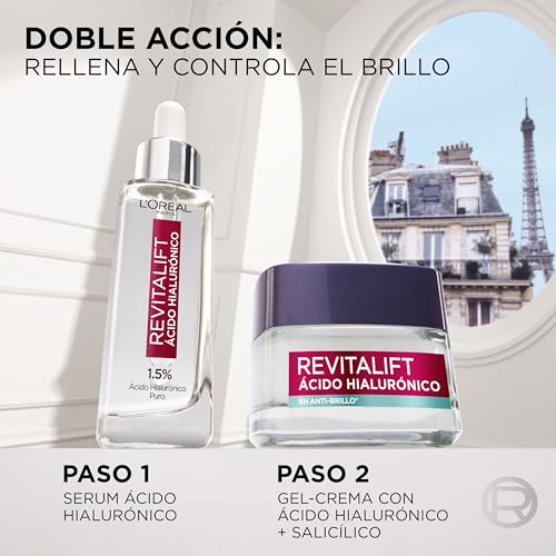 L'ORÉAL Paris Gel Crema Revitalift Ácido Hialurónico 50 gr | Controla Sebo, Poros
