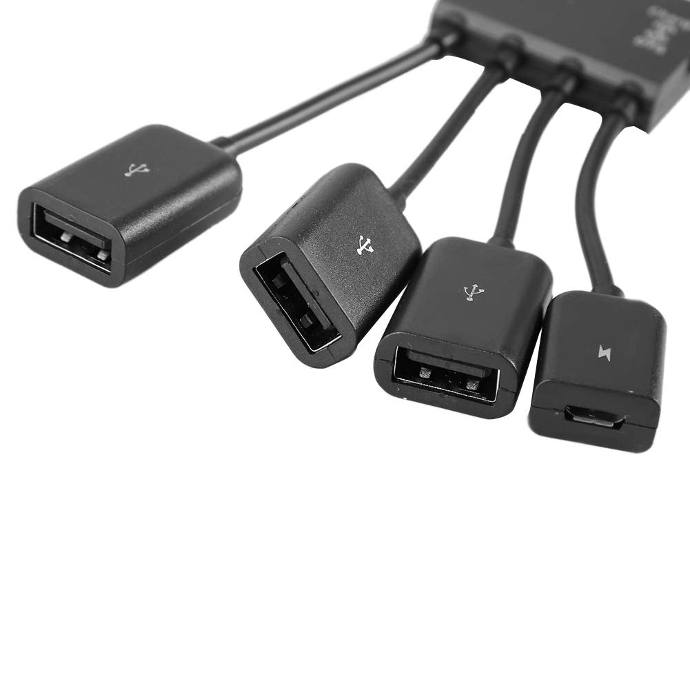 Dioche Adaptador USB HUB con alimentación, Micro USB HUB OTG Cargador de energía Cable Host Cable Lector Tarjetas Convertidor Adaptador para TV Stick