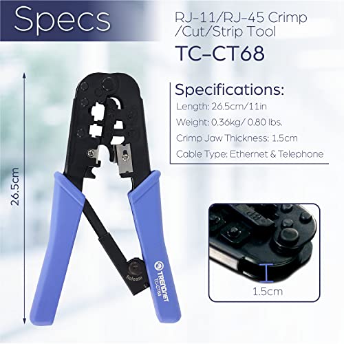 Pinza Crimpadora TRENDnet 8P RJ-45 y 6P RJ-12 RJ-11