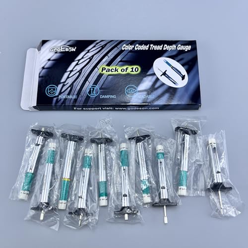 Medidor de Profundidad de Neumático Godeson 88702 con Código de Color Inteligente Paquete de 10
