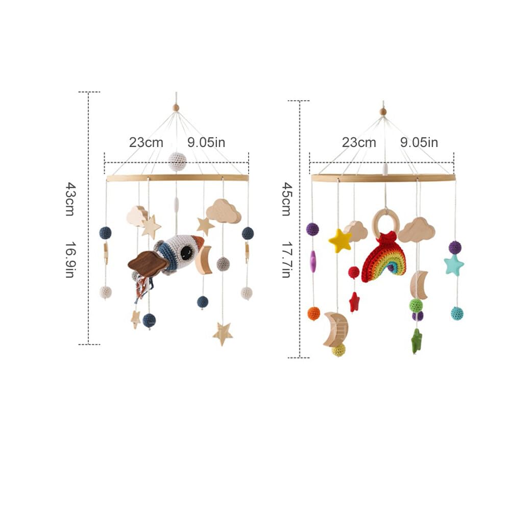 Decoración de guardería para cuna, móvil de bebé para cuna, diseño de cohete de ganchillo, decoración de guardería, móvil para moisés, colgante para guardería y decoración de techo