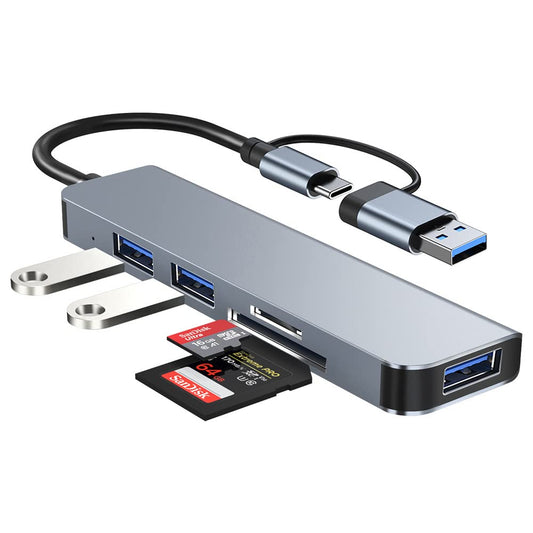 Hub USB C, 5 en 1 Adaptador Multipuerto USB C 3.0 con 3 Puertos USB Lector de Tarjetas SD/Micro SD, Compatible con MacBook Air/Pro iPad Chromebook Lenovo Huawei Surface