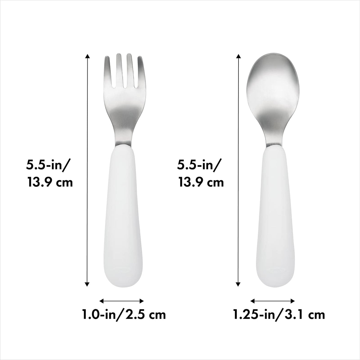 OXO Tot 6124100 Juego Tenedor y Cuchara, Acero Rosa, 2 Piezas