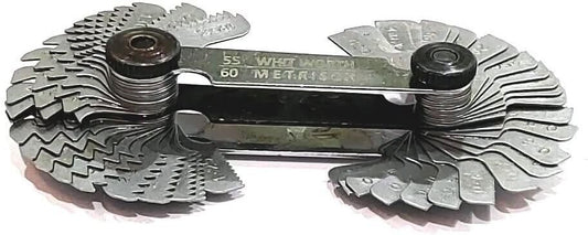 British Whitworth BSW & Tornillos métricos Pitch Medidor de rosca Medidor de 51 cuchillas