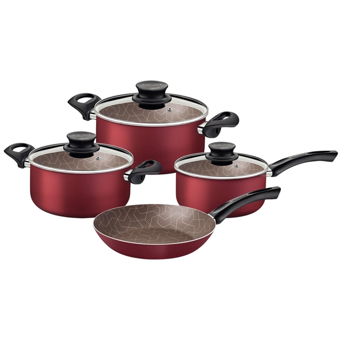 Batería de Cocina Tramontina Rojo Aluminio Antiadherente Starflon Max 10 Piezas