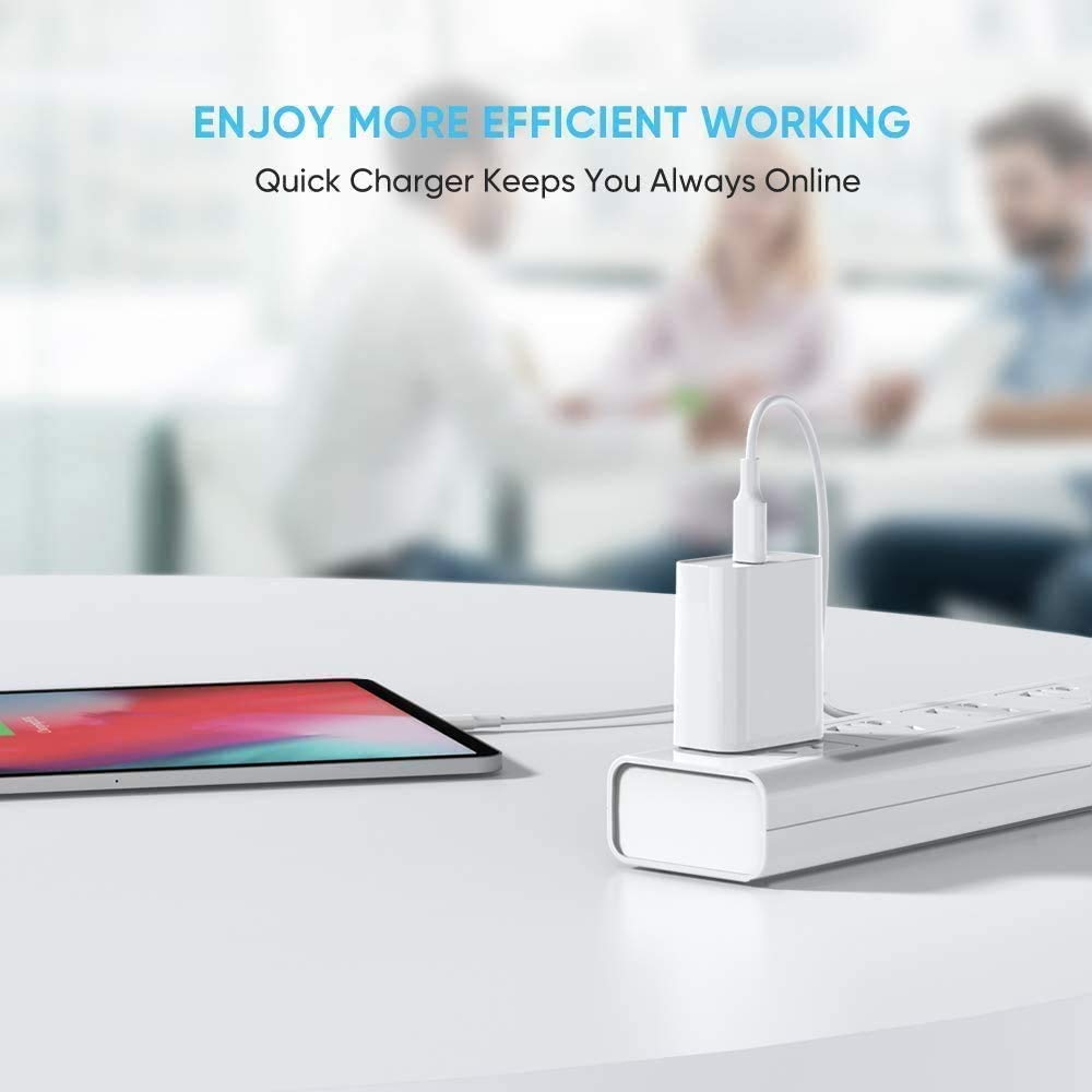 Cargador de Pared USB C Veetone Blanco 20W Compatible con iPhone, Samsung, Huawei y Más