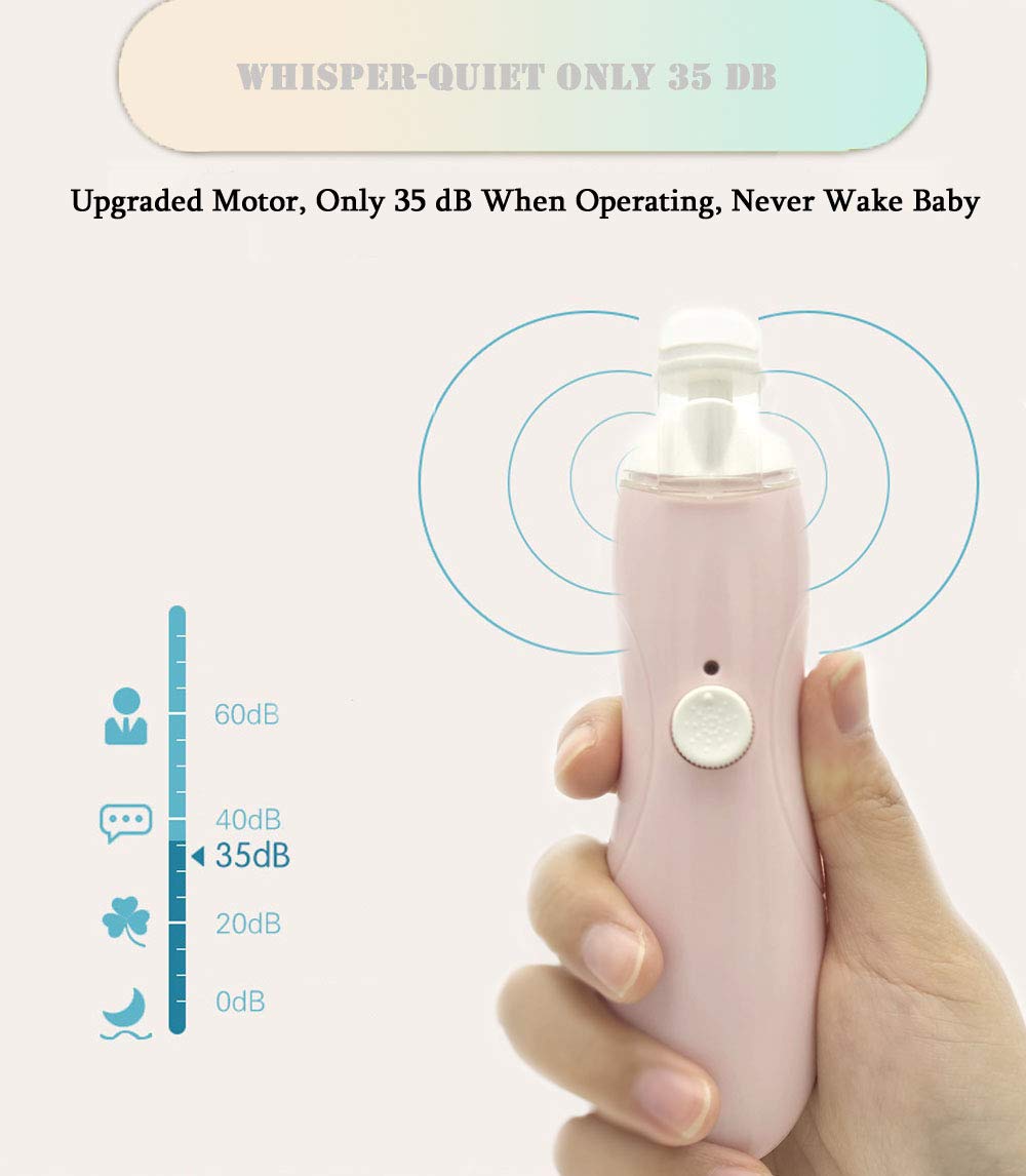 Fansidi - Lima de unas de bebe recargable para recien nacido o bebe recien nacido unas y unas de los pies - Accesorio para ninas y ninos - almohadillas para orejas de repuesto adicionales incluidas (rosa)