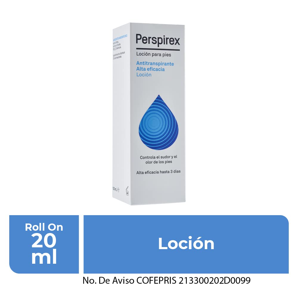 Perspirex Locion antitranspirante personal | para control de sudoración en manos y pies | clínicamente probado | 120 HORAS o 5 DIAS de proteccion | aplicar 2 veces por semana | con 100ml