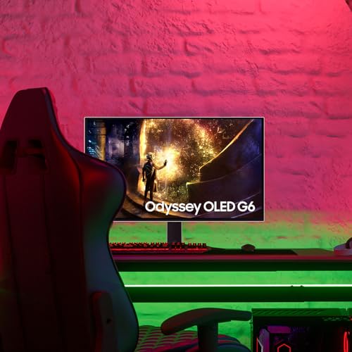 Samsung Odyssey OLED G6 (G61SD) QHD y QD-OLED 240Hz 0.03ms FreeSync Premium Pro Monitor para juegos con elegante diseño de metal, 3 años de garantía, EE. UU., LS27DG610SNXZA