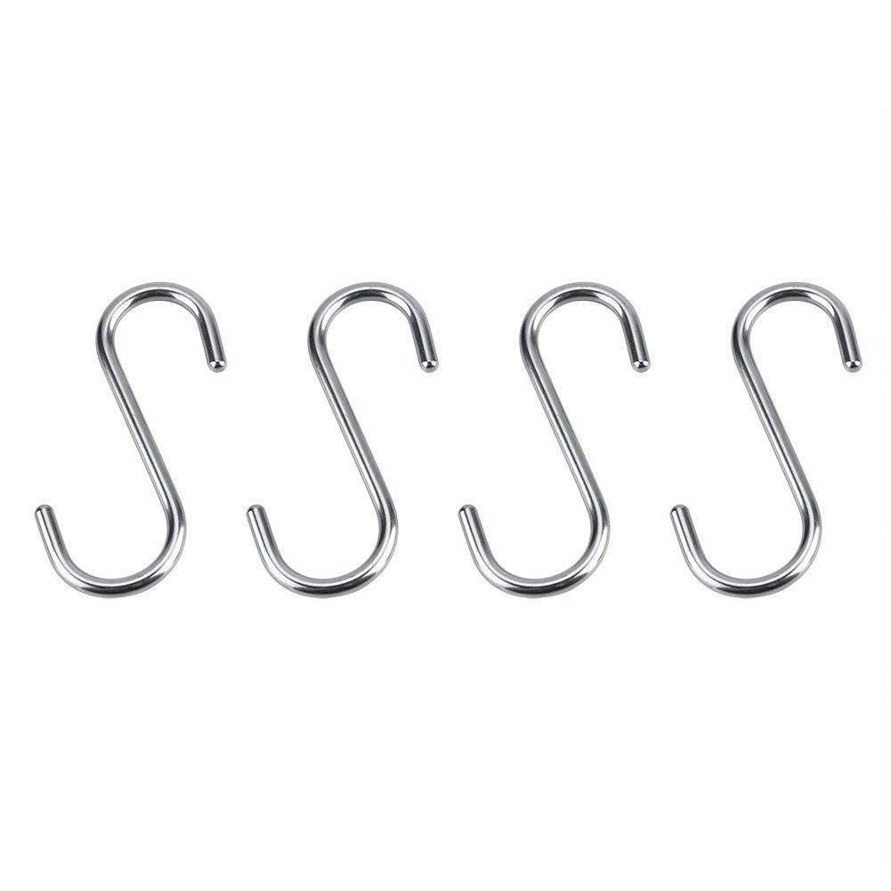 Garosa 4pcs S Ganchos de Acero Inoxidable ganchos en forma de S Ganchos Multiuso Ganchos para colgar para Cocina Baño Dormitorio Oficina para utensilios de cocina baño recámara sartenes ropa bolsas