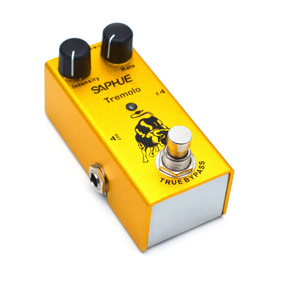 Pedal de Efectos de Guitarra SAPHUE en Negro con Trémolo de Intensidad Ajustable y Carcasa de Metal para Hombre
