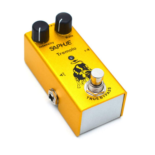 Pedal de Efectos de Guitarra SAPHUE en Negro con Trémolo de Intensidad Ajustable y Carcasa de Metal para Hombre