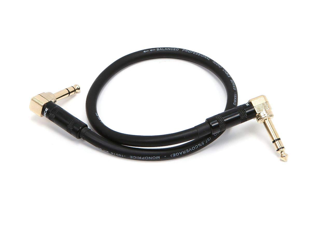 Cable de Pedal de Guitarra Monoprice Premier Series Negro Con Conectores en Ángulo Recto