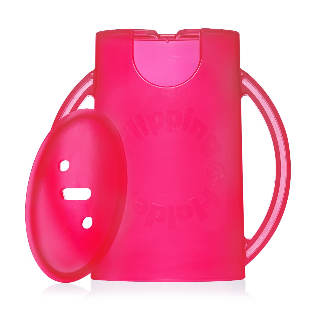 Soporte giratorio a prueba de apretar para niños pequeños, bebés, niños, sin ensuciar, sin apretar, caja de jugo para bebidas y aperitivos con asas de fácil agarre y tapa