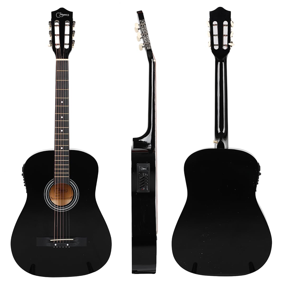 38 inch Electroacústica Guitarra Guitarra acustica con Afinadores,Correas,Cuerdas para Instrumentos,Plumillas,Cable amplificador guitarra,soul,Fundas para Guitarras 3/4 (Black3)
